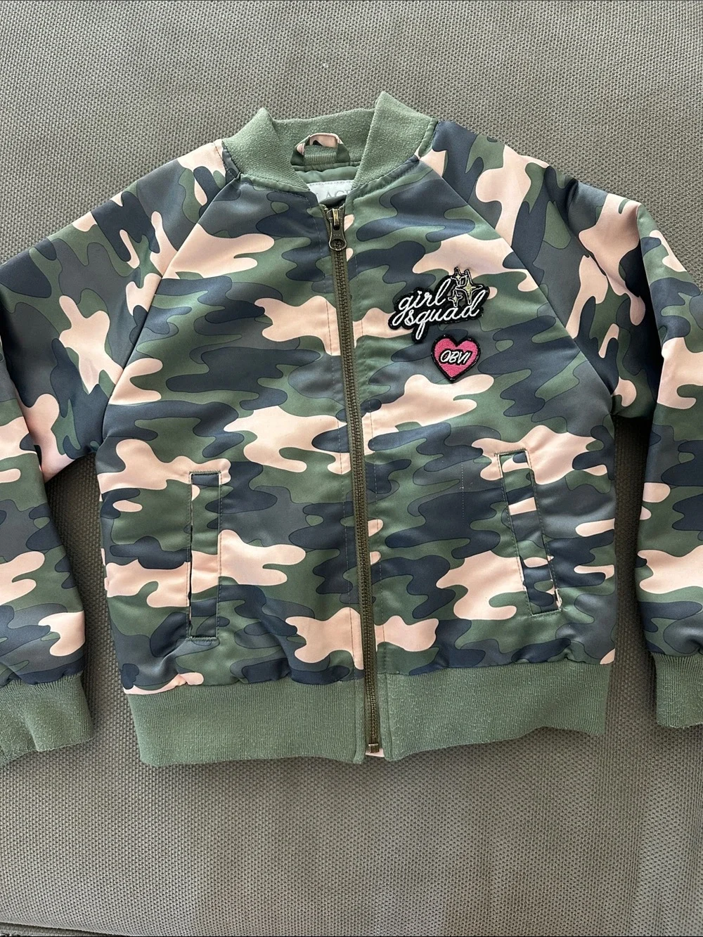 The Children's Place Camo Bomber Jacket - Pink & Green